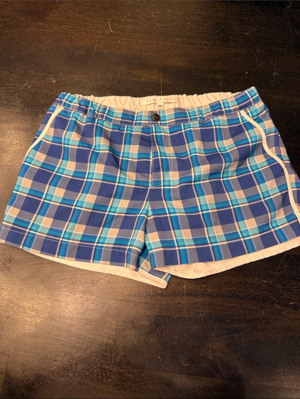 Men’s Blue Plaid Parke & Ronen Swim Shorts - 30